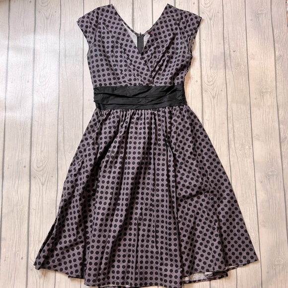 Retrolicious size small ModCloth retro swing style Greta dress gray polka dot - Picture 4 of 7